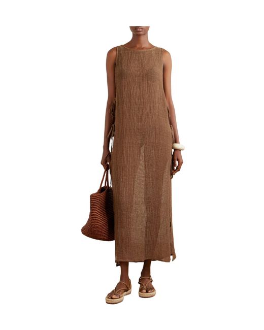 LeKasha Brown Linen Midi Dress
