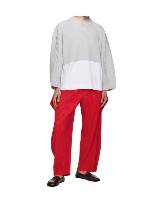 Homme Plissé Issey Miyake Red Cover And Fold Casual Pants for men