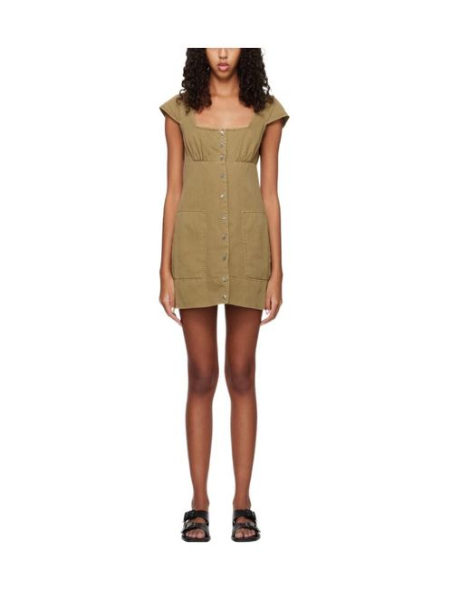 Staud Natural Julia Square Neck Dress