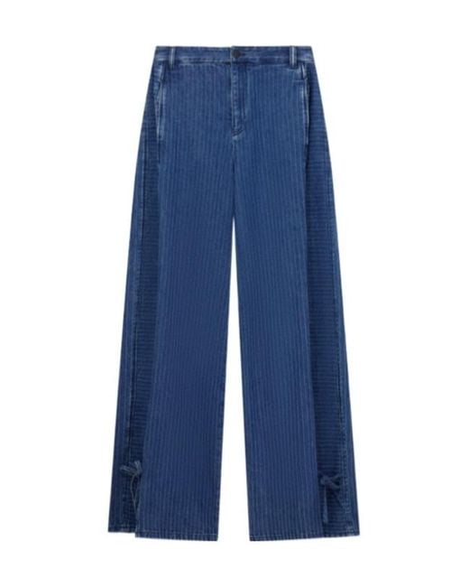 Emporio Armani Blue Herringbone-Pattern Tie-Fastening Jeans