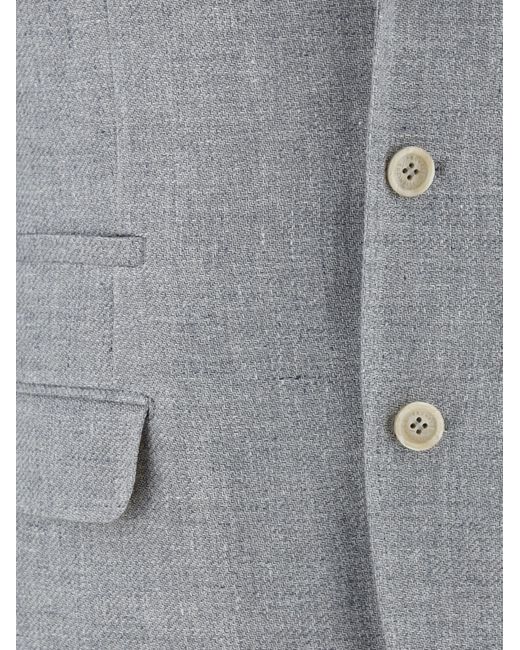 Brunello Cucinelli Gray Single-Breasted Tailored Blazer for men