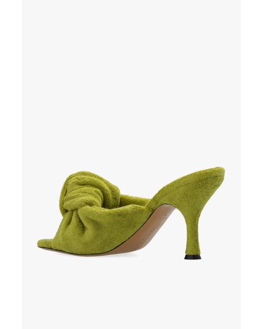 J.W. Anderson Green Terrycloth Open-Toe Mules