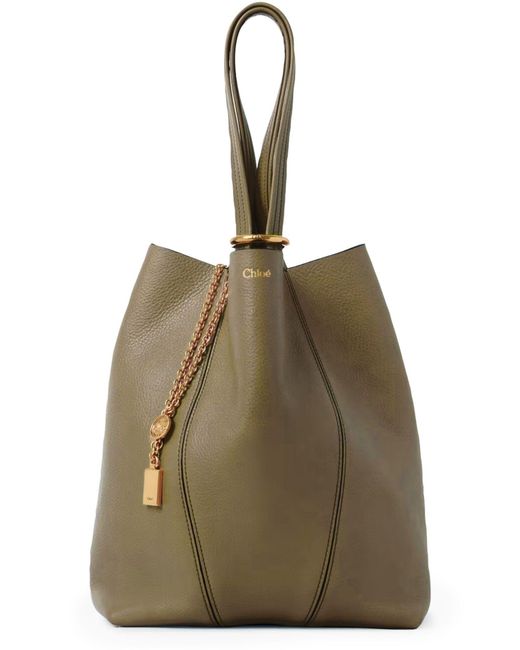 Chloé Green Spin Grain Leather Tote Bag