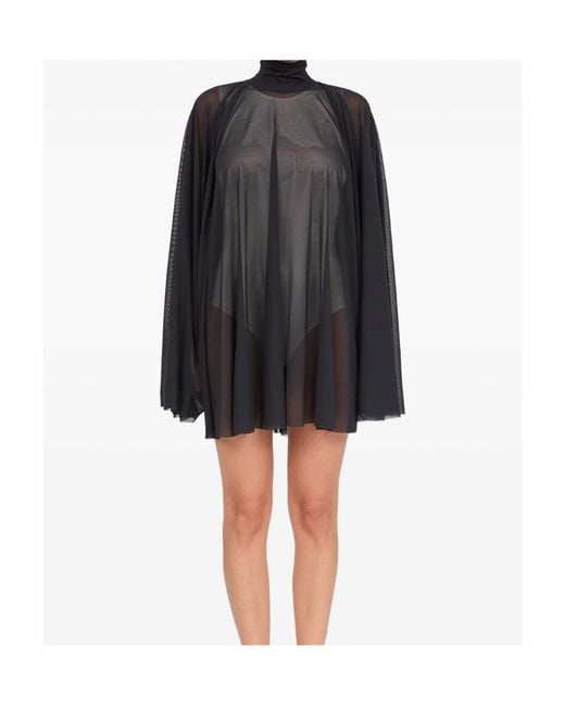MM6 by Maison Margiela Black Semi-Sheer Mini Dress