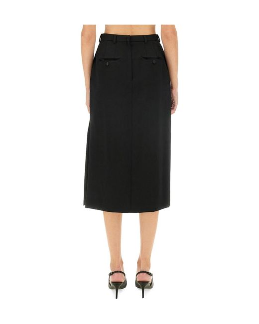Dolce & Gabbana Black High Waist Gabardine Midi Skirt