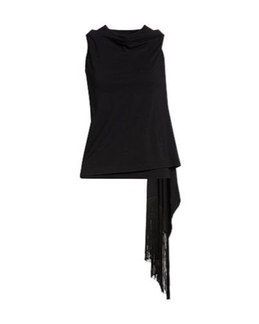 MM6 by Maison Margiela Black Solid-Colored Sleeveless Top