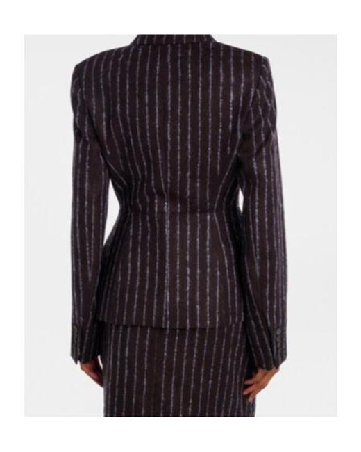Erdem Blue Pinstripe Wool And Mohair Blazer