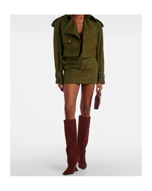 Wardrobe NYC Green Lapel Cropped Twill Trench Coat