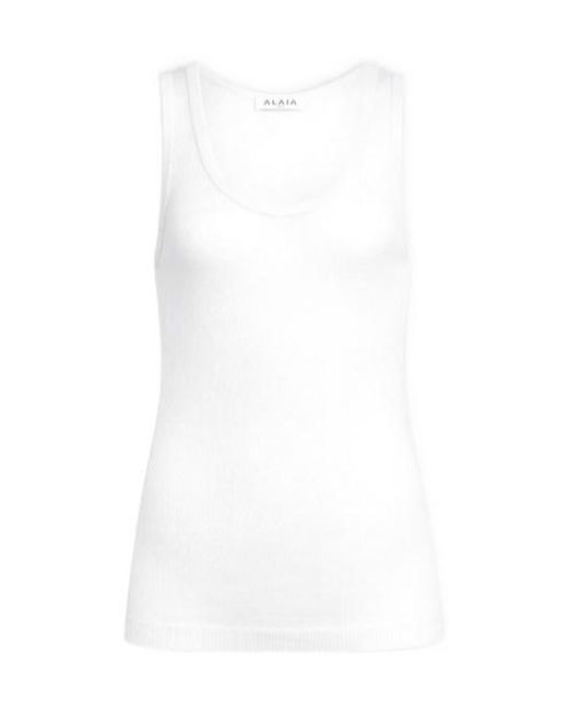Alaïa White Alaïa Sheer Tank Top