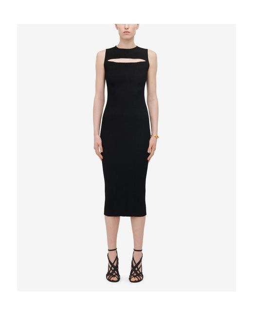 Alexander McQueen Black Cut-Out Knitted Sleeveless Dress