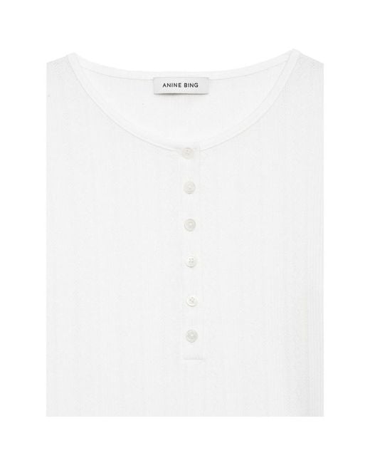 Anine Bing White Pia Long-Sleeved Ribbed T-Shirt