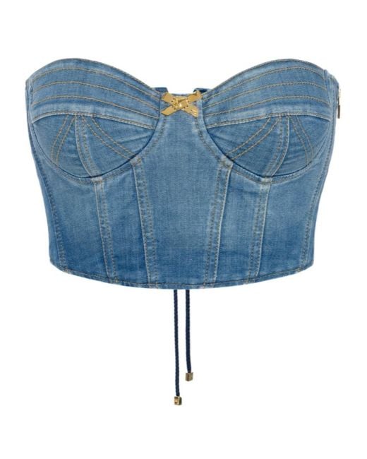 Elisabetta Franchi Blue Denim Bustier