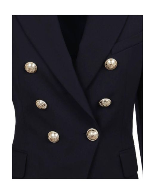Balmain Blue Notched Lapel 6 Button Double-Breasted Blazer