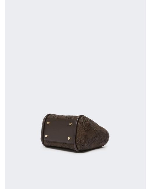 Max Mara Brown Extra-Small Marine Woven Tote Bag