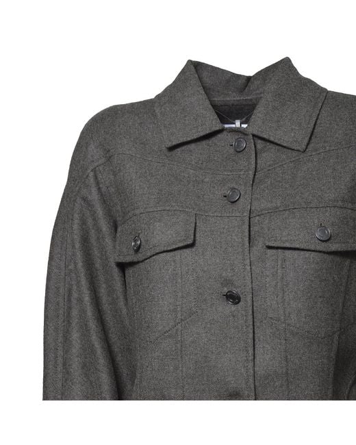 Max Mara Gray Button-Up Single Breasted Jacket