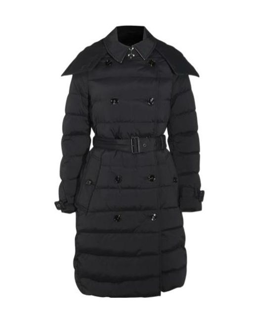 Burberry Black Hooded Quilted Belted-Waist Puffer Coat