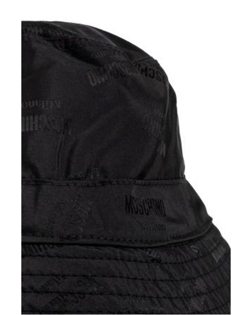 Moschino Black Monogram-Pattern Bucket Hat for men