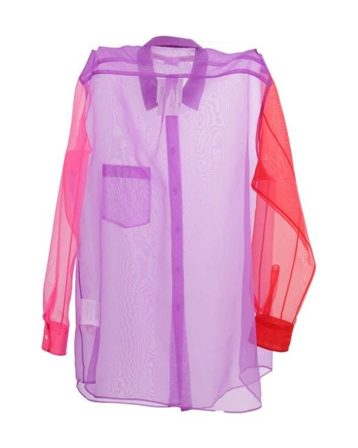 Comme des Garçons Pink Comme Des Garçons Box-Pleat Designed Organza Shirt