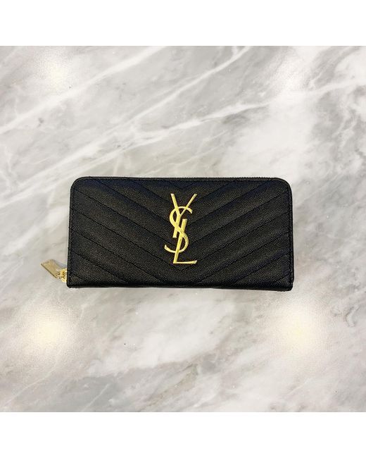 Saint Laurent Black Cassandre Matelassé Wallet