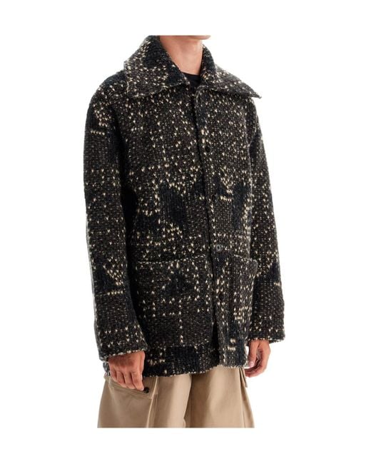 Dries Van Noten Black Knitted Oversized Cardigan for men