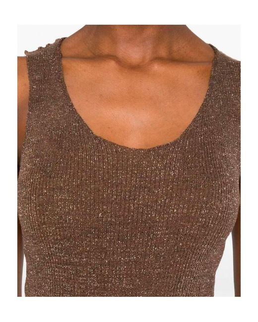 Twinset Brown Lurex Knit Top