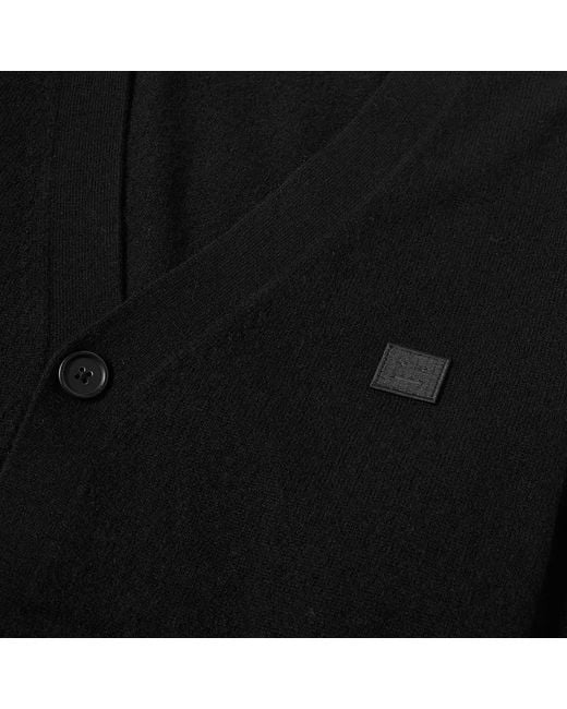 Acne Black Logo Patch Knitted Cardigan for men