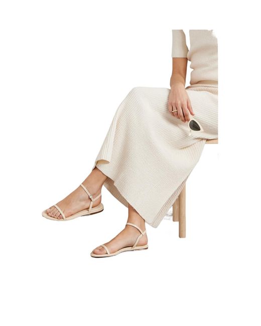 Aeyde White Solid Color Leather Sandals