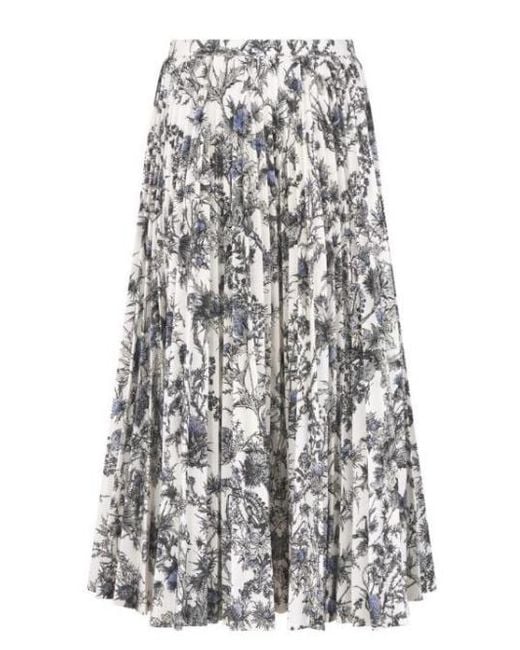 Dior White Pleated Mid-Length Skirt