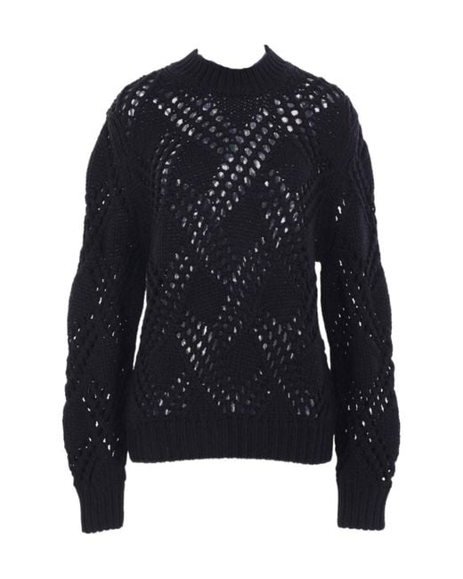 Jil Sander Blue Long-Sleeved Hollow Sweater
