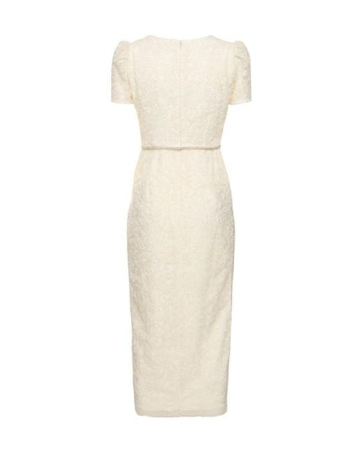 Self-Portrait White Button Lace Short-Sleeved Mid-Length Dress