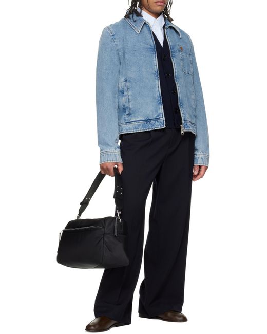 AMI Black Logo Patch Large Shoulder Bag for men