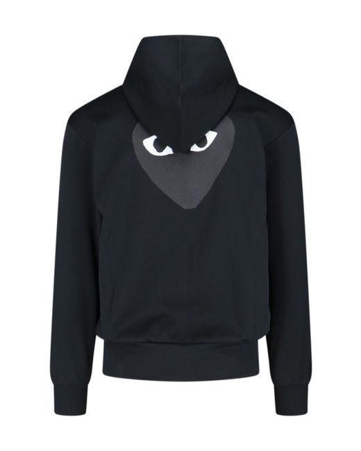 COMME DES GARÇONS PLAY Blue Comme Des Garçons Play Logo Embroidered Zipped Hoodie for men