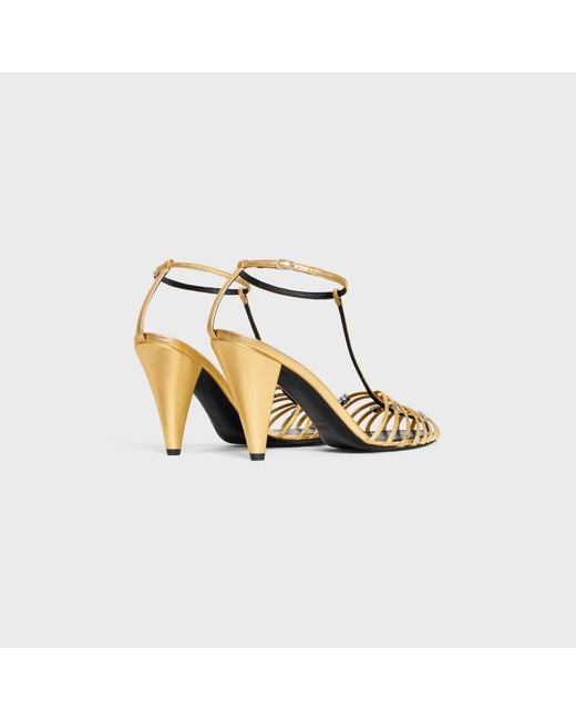 Céline Metallic Cage Heeled Sandal