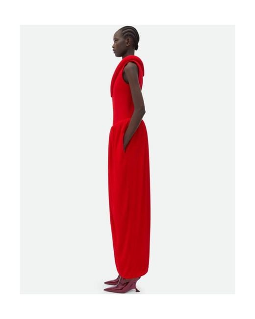 Bottega Veneta Red Padded Detail Zipper Dress
