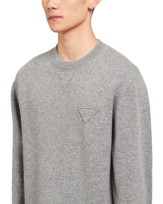 Prada Gray Long Sleeved Crewneck Sweater for men