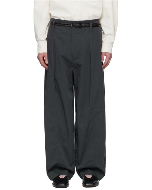 Lemaire Blue Pleated Wide Leg Chino Pants for men