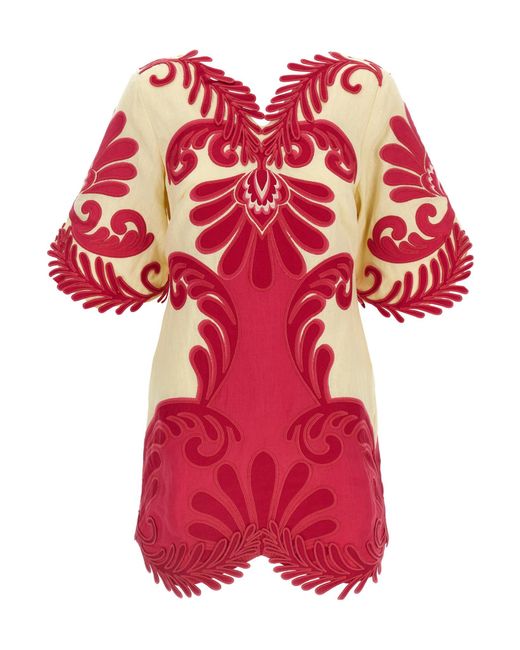 Farm Rio Red 'Spring Arabesc' Dress