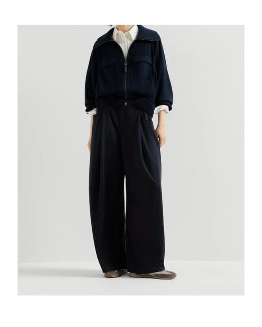 Brunello Cucinelli Black Cotton And Silk Interlock Track Trousers