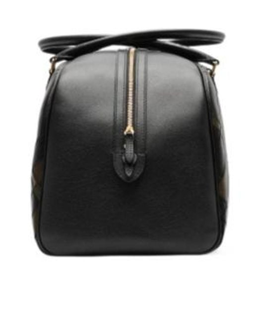 Burberry Black Logo Patch Checked Tote Bag for men