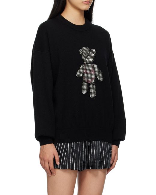 Alexander Wang Black Beiress Crystal-Embellished Wool Jumper