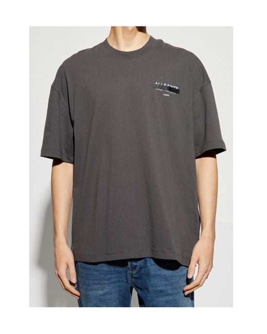 AllSaints Gray Graphic Logo T-Shirt for men