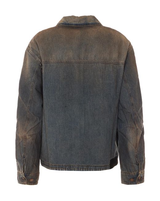 Amiri Gray Bones Zip Denim Jacket for men