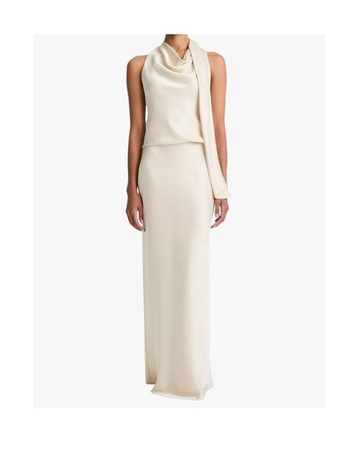 Vince Natural Draped Scarf-Neck Sleeveless Top