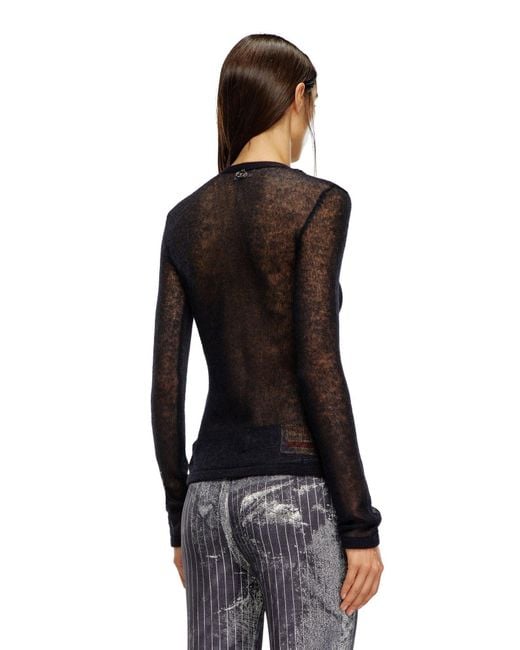DIESEL Black M-Arina Bra Detailed Sheer Cardigan