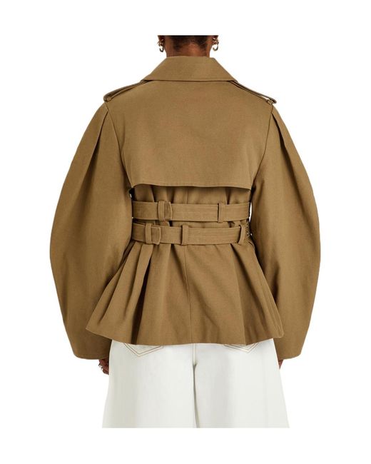 Ganni Green Belted Canvas Trench Jacket