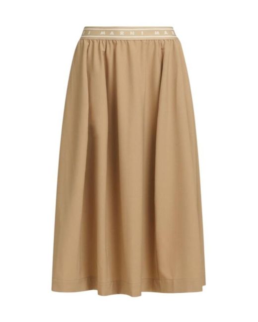 Marni Natural Logo Symbol Midi Skirt