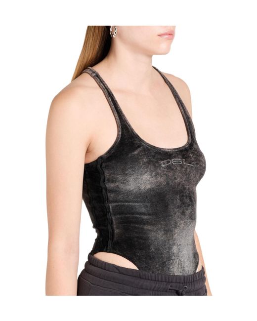 DIESEL Black Minimalist Solid Color Sleeveless Top