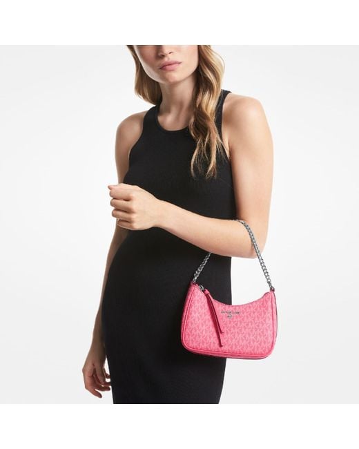 Michael Kors Pink Jet Set Monogram-Pattern Shoulder Bag