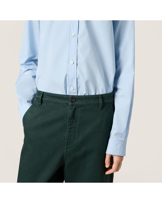 Miu Miu Blue Logo-Embroidered Button-Up Shirt