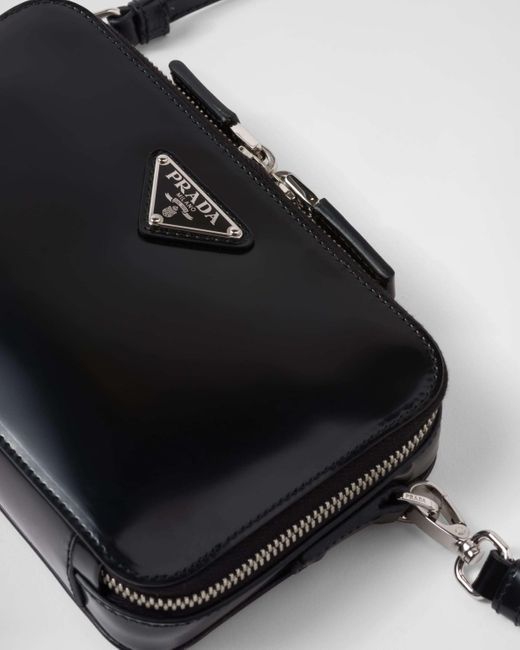 Prada Black Brique Brushed Leather Bag for men